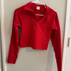 all in motion Red Cropped Half-Zip Pullover